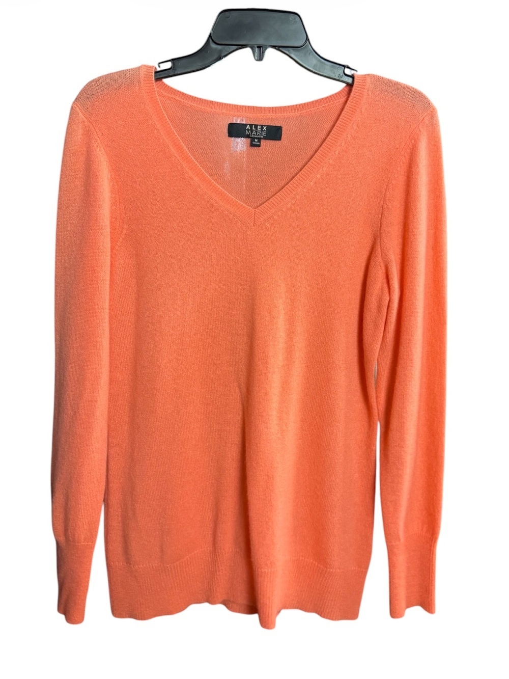 Alex Marie 100% Cashmere V-Neck Sweater - Coral - Size Medium